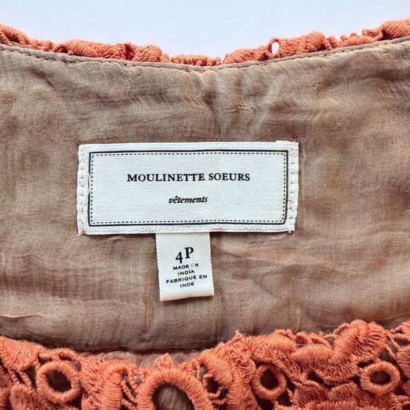 Anthropologie Moulinette Soeurs Tuberose Lace Semi-Sheer Skirt in Orange Size 4P - Picture 6 of 9